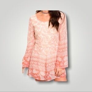 Bell Sleeves Deep V Back Peaches & Cream Romper